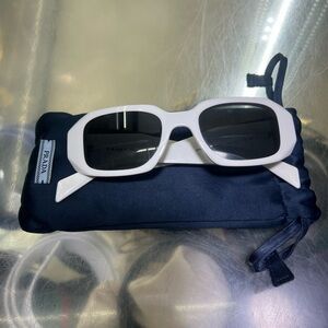Prada Kids White Rectangle Sunglasses with Dark Lenses